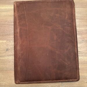 Brown Rustic 13" x 10" Moonster Luxury Leather Portfolio & Notepad